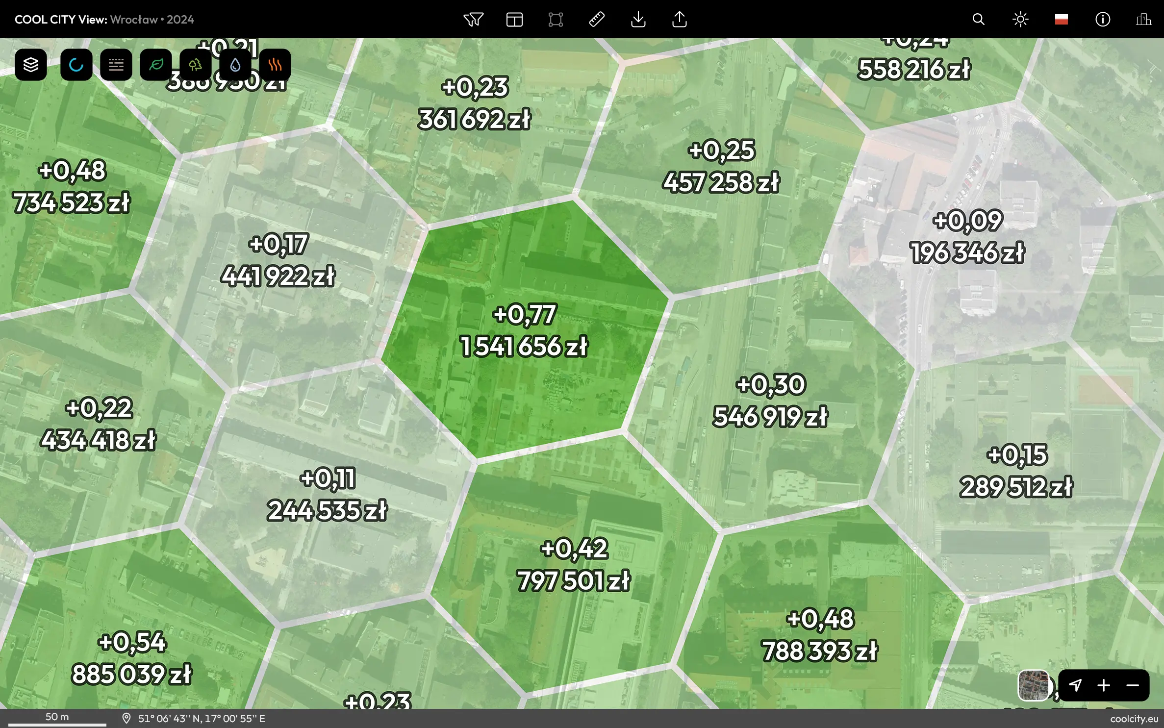 Pozwala ocenić wpływ rozbetonowania terenu na adaptację miasta do zmian klimatu i wycenić konkretne rozwiązania